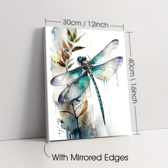 1Pc Wooden Framed Canvas Nordic Style Colorful Dragonfly Canvas Posters Art For Home Decoration Pattern Wall Art Decor For Living Room Bedroom Office Restaurant Bar Wall Decor WaterproOf Painting Print Artwork.12x16inch