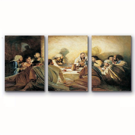 3Pc Wood Frame Suit Canvas Poster Artwork Ready To Hang Last Supper Close-up Of Jesus Painting On Canvas Wall Art Poster Canvas Living Room Farmhouse Wall Hanging Decor 3Pc Wood Frame Suit Canvas Poster Artwork Ready To Hang Last Supper Close-up Of Jesus Painting On Canvas Wall Art Poster Canvas Living Room Farmhouse Wall Hanging Decor