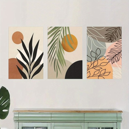 With Frame Set Of 3 Canvas Poster Ready To Hang Abstract Bohemian Floral Canvas Poster 3Pcs 24inchx36inch/60cmx90cm With Framed Canvas painting