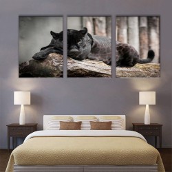 3Pc Wooden Inner Frame Canvas Painting Artwork Wall Art Hanging Animal Panther Panther Poster Canvas Printing Wall Art Painting Bedroom Home Office Decorations