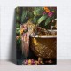 1Pc Canvas Inner Wooden Frame Vintage Leopard in Bathtub Canvas Wall Art Elegant Big Cat Printable Decor Family Theme Home Decor Ready To Hang Ideal For Bedroom 1Pc
