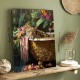 1Pc Canvas Inner Wooden Frame Vintage Leopard in Bathtub Canvas Wall Art Elegant Big Cat Printable Decor Family Theme Home Decor Ready To Hang Ideal For Bedroom 1Pc