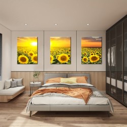 3Pcs Sunflower Wall Art Canvas Decor For Indoor Modern Home Decoration Prints Sunflower Painting Yellow Pictures Artwork Decor For Bathroom Living Room Bedroom Kitchen No Framed