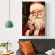 Wooden Frame Christmas Painting Cloth Mural-Santa Portrait Painting Printing Holiday Decoration Living Room Bedroom Furnishing Decoration