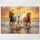 1Pc Canvas Art Wooden Inner Frame Canvas Wall Art Of Running Horses on the Beach Woven Wooden Frame Suitable For Christmas Birthday Graduation Bachelor Party School Opening-Ready To Hang Room Bathroom Kitchen Decoration Christmas Decorations Clearance