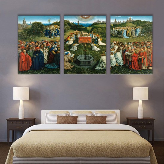 3 Pieces Wood Frame Canvas Art Mural Ready To Hang Ghent Altar Worship Canon Lamb Poster Room Decoration Art Stretch And Frame Ready To Hang Pictures Room Decoration Art Stretch And Frame Ready To Hang 3 Pieces Wood Frame Canvas Art Mural Ready To Hang Ghent Altar Worship Canon Lamb Poster Room Decoration Art Stretch And Frame Ready To Hang Pictures Room Decoration Art Stretch And Frame Ready To Hang