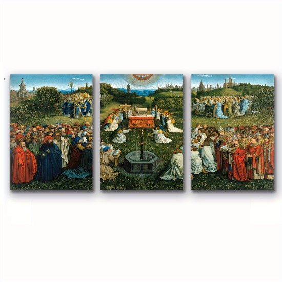3 Pieces Wood Frame Canvas Art Mural Ready To Hang Ghent Altar Worship Canon Lamb Poster Room Decoration Art Stretch And Frame Ready To Hang Pictures Room Decoration Art Stretch And Frame Ready To Hang 3 Pieces Wood Frame Canvas Art Mural Ready To Hang Ghent Altar Worship Canon Lamb Poster Room Decoration Art Stretch And Frame Ready To Hang Pictures Room Decoration Art Stretch And Frame Ready To Hang