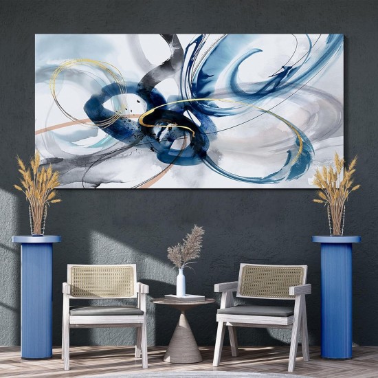 Modern Abstract Large Abstract Wall Art - Blue And White Canvas Picture Artwork Wall art For living room And Office Oversized wall Decor - Thickness 1.5 Inch Modern Abstract Large Abstract Wall Art - Blue And White Canvas Picture Artwork Wall art For living room And Office Oversized wall Decor - Thickness 1.5 Inch