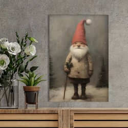 1 Premium Wrap Pine Frame Poster Christmas Elf Vintage Printing Santa Elf Christmas Art Print Neutral Country Festival Mural Winter Canvas Painting Art