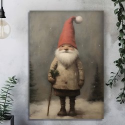 1 Premium Wrap Pine Frame Poster Christmas Elf Vintage Printing Santa Elf Christmas Art Print Neutral Country Festival Mural Winter Canvas Painting Art