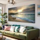 Canvas Wall Art Sunset Beach Blue Waves Ocean Art Large Modern Artwork Canvas Prints Contemporary Pictures Framed Ready To Hang For Home Decoration
