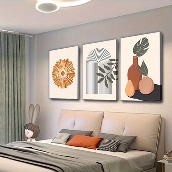 3-Piece Framed Simplistic Nordic Abstract Geometric Line Art - Vibrant Orange Bottle-Inspired Canvas Paintings - Ideal Boho Decor For Bedroom Living Room Office And Home With Unique Gift Idea 3-Piece Framed Simplistic Nordic Abstract Geometric Line Art - Vibrant Orange Bottle-Inspired Canvas Paintings - Ideal Boho Decor For Bedroom Living Room Office And Home With Unique Gift Idea