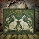 1Pc Canvas inner Wooden Frame Art uveau Style Wooden Canvas Wall Art Two Rabbits Dign Decorative Wall CuTout For Home Decor Living Room Bedrooms Ideal For Christmas Halloween Birthdays Bachelor Parti Anniversari
