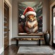 Christmas Hat Charming Squirrel Canvas Art-Vintage Style Reusable Wooden Frame Wall Decorations Festival Room Aesthetics Christmas Hat Charming Squirrel Canvas Art-Vintage Style Reusable Wooden Frame Wall Decorations Festival Room Aesthetics