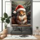 Christmas Hat Charming Squirrel Canvas Art-Vintage Style Reusable Wooden Frame Wall Decorations Festival Room Aesthetics Christmas Hat Charming Squirrel Canvas Art-Vintage Style Reusable Wooden Frame Wall Decorations Festival Room Aesthetics