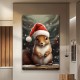 Christmas Hat Charming Squirrel Canvas Art-Vintage Style Reusable Wooden Frame Wall Decorations Festival Room Aesthetics Christmas Hat Charming Squirrel Canvas Art-Vintage Style Reusable Wooden Frame Wall Decorations Festival Room Aesthetics