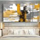 1Pc Large Abstract Graffiti Wall Art Modern Large Canvas Wall Art Gold And Gray Wall Decor Artwork Wall Painting For Gift Bedroom Office Living Room Cafe Bar Wall Decor Home And DormiTory Ready To Hang Wooden Frame - Thickness 0.6inch