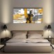 1Pc Large Abstract Graffiti Wall Art Modern Large Canvas Wall Art Gold And Gray Wall Decor Artwork Wall Painting For Gift Bedroom Office Living Room Cafe Bar Wall Decor Home And DormiTory Ready To Hang Wooden Frame - Thickness 0.6inch