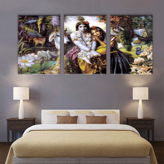 3Pc Wooden Frame Wall Canvas Painting Art Can Be Hung Directly the God Of Indian Religion Radha Krishna Vintage Poster Decorative Painting Printing Home Bedroom Aesthetic Decoration 3Pc Wooden Frame Wall Canvas Painting Art Can Be Hung Directly the God Of Indian Religion Radha Krishna Vintage Poster Decorative Painting Printing Home Bedroom Aesthetic Decoration