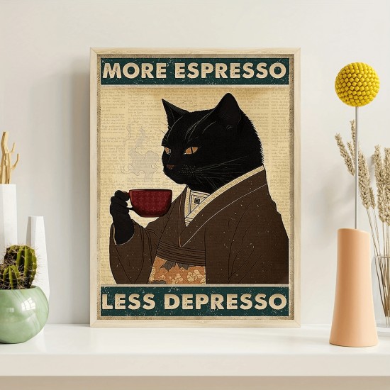 1Pc Wooden Inner Frame Canvas Painting Art Retro Black Cat COffee Canvas Poster Retro Cat Canvas Painting Wall Decoration Art Coffee Artistic Home Decoration Suitable For Home/Living Room Holiday Decoration 1Pc Wooden Inner Frame Canvas Painting Art Retro Black Cat COffee Canvas Poster Retro Cat Canvas Painting Wall Decoration Art Coffee Artistic Home Decoration Suitable For Home/Living Room Holiday Decoration