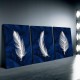 3Pc Wooden Inner Frame Canvas Painting Art Modern Navy Blue Feather Art Canvas Wall Decoration Suit WaterproOf Wooden Frame Geometric Design Suitable For Living Room Bedroom Office Cafe-Home And DormiTory Decoration