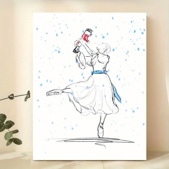 1Pc Canvas inner Wooden Frame Nutcracker Ballet Poster: Minimalist Art For Living Room Bedroom Office Bathroom Kitchen And More Spring And Winter Seasons Ink On Canvas Wall Art