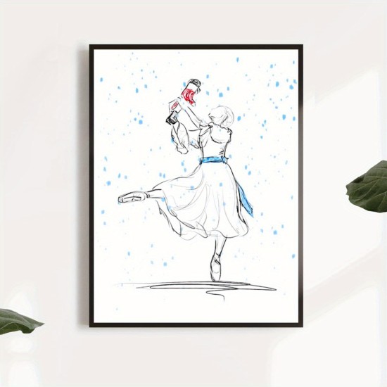 1Pc Canvas inner Wooden Frame Nutcracker Ballet Poster: Minimalist Art For Living Room Bedroom Office Bathroom Kitchen And More Spring And Winter Seasons Ink On Canvas Wall Art