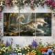 3Pc Wooden Inner Frame Canvas Painting Artwork In The Rest Elegant Dragon Canvas Wall Art Print-Fantasy Forest Dragon Wall Decoration Suitable For Living Room And Bedroom-Mythical Creature Fairy Dragon Hanging Directly
