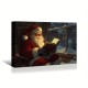 Santa Claus Reading Bible by the Fireplace-Holiday Christmas Painting Cloth Wall Art with Wooden Frame Suitable For Bedroom Living Room And Corridor Decoration 1.5 Inches Thick Perfect Room Decoration