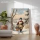 1Pc Vintage Snowman Canvas Print Wrapped Wooden Box Mural Holiday Christmas Winter Decoration Flat Canvas With Ready To Hang In Living Room Bedroom Office Restaurant Cafe