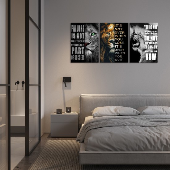 3Pcs Large-Scale Framed Canvas Posters - Inspirational Quotes & Animal Paintings on Pine Wood Frame Art Deco Style Wall Hanging Decor For Bedroom Office Living Room Cafe Bar And DormiTory 3Pcs Large-Scale Framed Canvas Posters - Inspirational Quotes & Animal Paintings on Pine Wood Frame Art Deco Style Wall Hanging Decor For Bedroom Office Living Room Cafe Bar And DormiTory