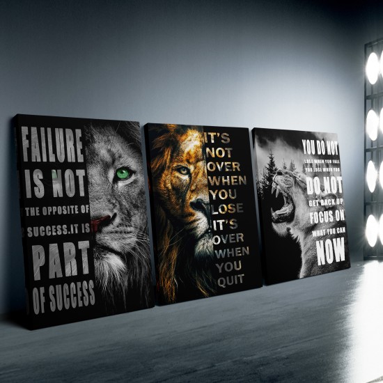 3Pcs Large-Scale Framed Canvas Posters - Inspirational Quotes & Animal Paintings on Pine Wood Frame Art Deco Style Wall Hanging Decor For Bedroom Office Living Room Cafe Bar And DormiTory 3Pcs Large-Scale Framed Canvas Posters - Inspirational Quotes & Animal Paintings on Pine Wood Frame Art Deco Style Wall Hanging Decor For Bedroom Office Living Room Cafe Bar And DormiTory
