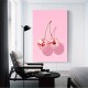 1Pc Framed Canvas Poster XMJJQQ Trendy Disco Ball Print Poster Funky Disco Cherries Art Canvas Pink Cherries Picture Fruit Wall Art Party Theme Bar Cart Wall Art Dorm