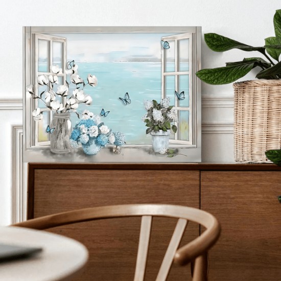 1Pc Wooden Framed Coastal Flower Bathroom Wall Art Farmhouse CotTon Hydrangea Floral Bathroom Wall Decor Rustic Blue Beach Butterfly Pictures Prints Painting Framed Canvas Artwork For Living Room Bedr 1Pc Wooden Framed Coastal Flower Bathroom Wall Art Farmhouse CotTon Hydrangea Floral Bathroom Wall Decor Rustic Blue Beach Butterfly Pictures Prints Painting Framed Canvas Artwork For Living Room Bedr