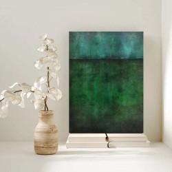 1Pc Canvas inner Wooden Frame Abstract Green And Blue Canvas Wall Art with Wooden Frame International Style Canvas Painting For Bar Decor Christmas Wreath Theme Wall Hanging English Sign & Plaque Ideal For Living Room Bedroom Office
