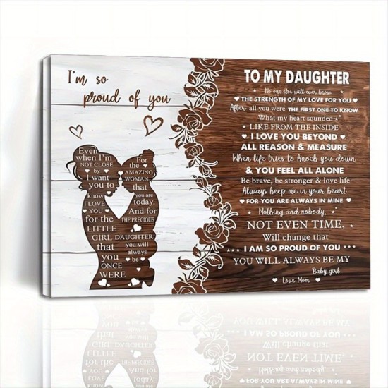 1Pc Canvas Inner Wooden Frame Special Gift For Daughter From Mom I Am So Proud Of You Wrapped Canvas Mother And Daughter Canvas Flower Family Canvas To My Daughter Canvas Wall Art For Gift Bedroom Office Living Room Cafe Bar Home 1Pc Canvas Inner Wooden Frame Special Gift For Daughter From Mom I Am So Proud Of You Wrapped Canvas Mother And Daughter Canvas Flower Family Canvas To My Daughter Canvas Wall Art For Gift Bedroom Office Living Room Cafe Bar Home