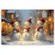 1Pc Wooden Inner Frame Canvas Painting Art Christmas Snowman Wall Art Three One Snowman Poster Canvas Print Christmas Decoration Winter Pictures Christmas Holiday Wall Decoration Aesthetic Bedroom Farmhouse