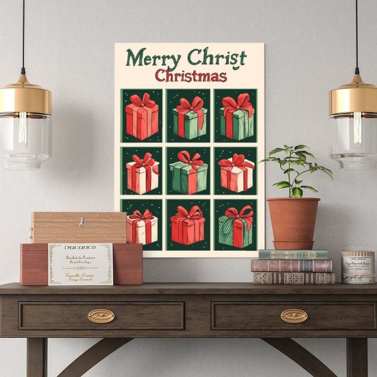 Festival Christmas Bowknot Canvas Wall Art-Modern CarToon Poster Home & Office Decorations Perfect Gift Festival Christmas Bowknot Canvas Wall Art-Modern CarToon Poster Home & Office Decorations Perfect Gift