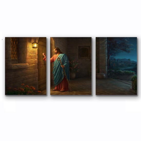 3 Pieces Wooden Frame Canvas Painting Art Paintings Hanging Jesus Christ Knock On The Door Canvas Wall Art Printed Poster Picture Modern Office Home Room Decoration 3 Pieces Wooden Frame Canvas Painting Art Paintings Hanging Jesus Christ Knock On The Door Canvas Wall Art Printed Poster Picture Modern Office Home Room Decoration