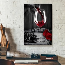 1 Piece Wooden Frame Oil Painting Red Wine Watering And Rose Wall Art Suitable For Bachelor Party Decoration Home And Office Use Unique Holiday Gifts Main Materials Are Other 16 "X 24"-Covered Oil Painting