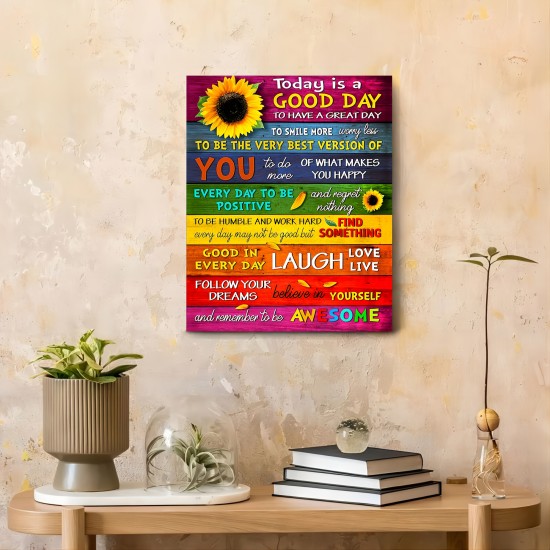 1Pc Vibrant Wooden Framed Canvas Painting - Uplifting Today Is A Good Day Inspirational Wall Art Print With Sturdy Frame Perfect For Living Room & Bedroom Decoration Ideal Festival Gift Eid Al-Adha Mubarak Bachelor Party Decor 1Pc Vibrant Wooden Framed Canvas Painting - Uplifting Today Is A Good Day Inspirational Wall Art Print With Sturdy Frame Perfect For Living Room & Bedroom Decoration Ideal Festival Gift Eid Al-Adha Mubarak Bachelor Party Decor