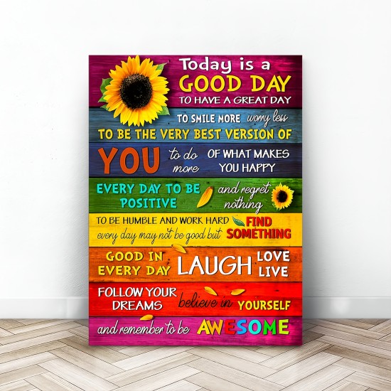 1Pc Vibrant Wooden Framed Canvas Painting - Uplifting Today Is A Good Day Inspirational Wall Art Print With Sturdy Frame Perfect For Living Room & Bedroom Decoration Ideal Festival Gift Eid Al-Adha Mubarak Bachelor Party Decor 1Pc Vibrant Wooden Framed Canvas Painting - Uplifting Today Is A Good Day Inspirational Wall Art Print With Sturdy Frame Perfect For Living Room & Bedroom Decoration Ideal Festival Gift Eid Al-Adha Mubarak Bachelor Party Decor