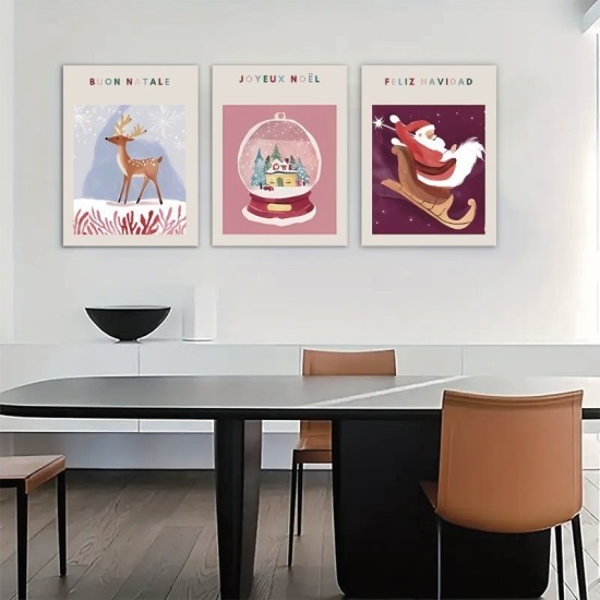 Three-Piece Christmas Wooden Frame Canvas Painting Art Winter Wall Decoration Canvas Suit-Mixed Color Santa Claus Reindeer Snowball Design Suitable For Home Decoration Living Room Dining Room Bedroom Kitchen Bathroom Oil Painting Wooden Frame Three-Piece Christmas Wooden Frame Canvas Painting Art Winter Wall Decoration Canvas Suit-Mixed Color Santa Claus Reindeer Snowball Design Suitable For Home Decoration Living Room Dining Room Bedroom Kitchen Bathroom Oil Painting Wooden Frame